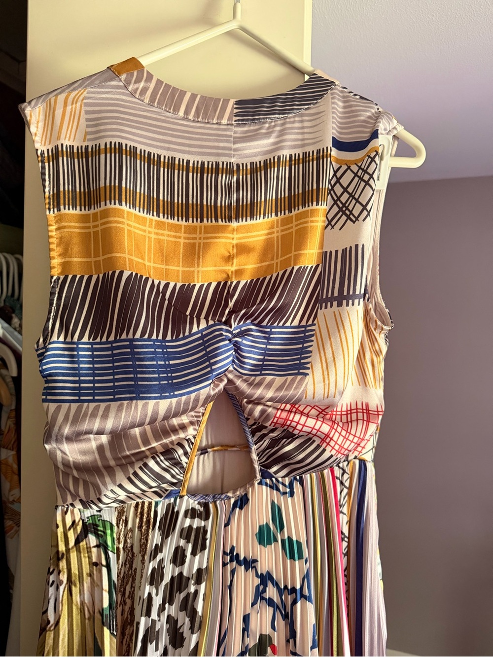 Anthropologie Geisha Designs Jacinta boho colorful pleated midi dress Small - Picture 7 of 14